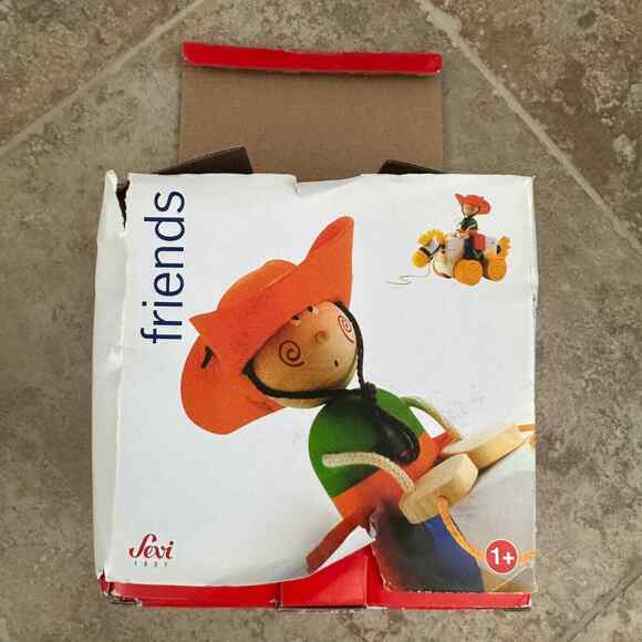 Sevi Friends Wooden Pull Along Cowboy and Horse Made in Italy Hand Made Western - Picture 4 of 10